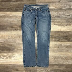 Levis 514 Mid Wash Blue 34x33 Straight Fit Stretch Faded Denim‎ Jeans Red Tab